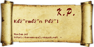 Kármán Pál névjegykártya